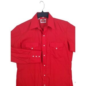 Vtg 90s Miller Western Wear Pearl Snap Shirt Mens 15.5 33 Red Med Tailored Fit